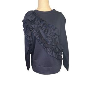 Cedric Charlier Navy Blue Ruffled Panel Sweatshirt j